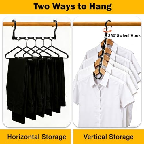 Closet Organizers and Storage, 8 Pack Stronger Space Saving Hangers for 40 Clothes, College Dorm Room Essentials for Guys Girls, Clothes Hanger with 5 Holes, Closet Storage, Magic Home Organization - Image 3