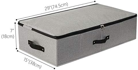 2PCS Foldable Under Bed Storage Container with Plastic Support Liner, Handles, Zipper lid, Sweater Pillow Blankets ClothesStorage Organizer for Bedroom and Closet, 29×15×7inch, Dark Grey - Image 2