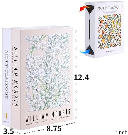 Book Shape Decorative Cable Management Box - Expandable Cable Organizer Box with Magnetic Closure for Home & Office (William Morris, Large) - Image 2