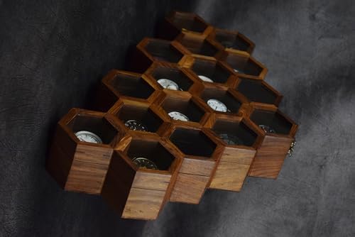 Extra Large Superior Rosewood Honeycomb Watch Box Display Case Holder Collector Organizer for Men, Men's Vintage Watch Storage Box to Store and Keep your Watches Safe and Sophisticated. - Image 6