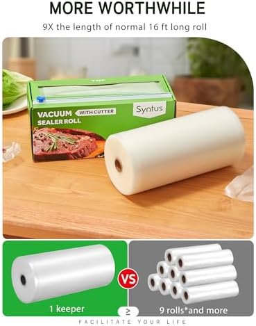 Syntus 11" x 150' Vacuum Sealer Bags Rolls Keeper with Cutter Dispenser - Image 3