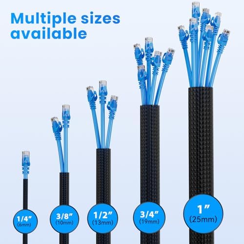 1" 100ft Black Expandable Braided Cable Sleeve PET - Image 4
