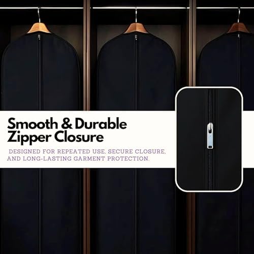 Cotton Garment Protector Bag Cover - Dust Free Cloth Hanging, Wardrobe storage for Dresses and Suits (with Zipper (24" x 42")) - Image 4