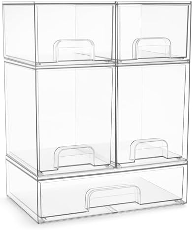 Sorbus Clear Stackable Storage Drawers (5 Pack, Complete Set) by Sorbus