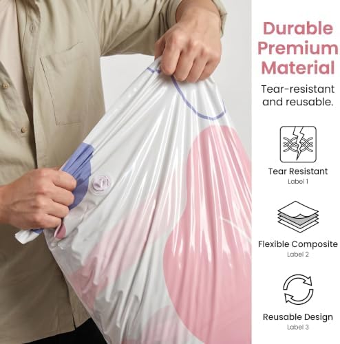 6 Pack No-Pump Vacuum Storage Bags, Large Cube Vacuum Seal Bags, Space Saver Bags for Clothes, Pump-Free Compression Cubes for Comforters, Blankets, Bedding & Closet Organization - Image 2
