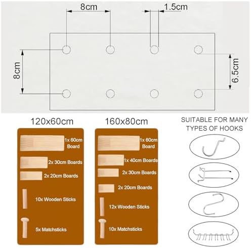 1pc Freestanding Peg Board Room Divider - Solid Wood Privacy Screen for Home, Office, and Trade Shows(Wood Color,120x60cm) - Image 6
