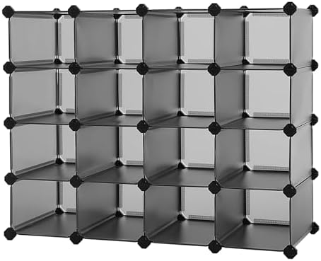 SONGMICS Shoe Rack, 16 Cubes Plastic Shoe Storage Organizer by SONGMICSbySONGMICSHOME