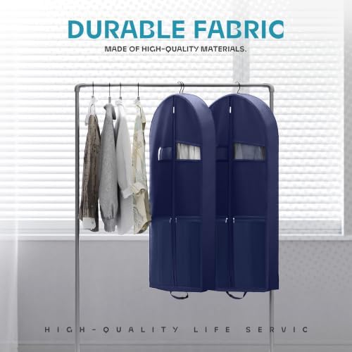 Lazebox 43" Travel Garment Bag with Accessories Zipper Pocket, Heavy Duty Suit Bag for Suits, Tuxedos, Dresses, Coats, Blue, 1 pack - Image 4