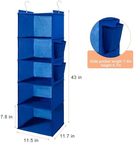 BOOMIBOO Hanging Closet Organize and Shelves,5-Hanging Shelf （Blue） - Image 3