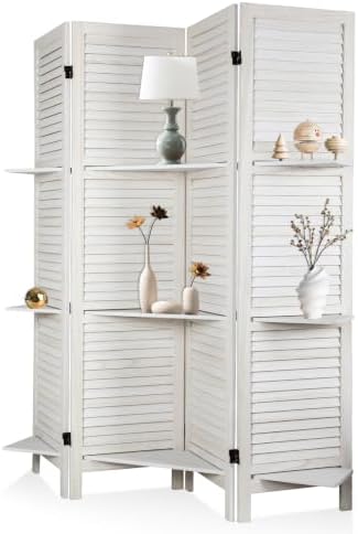 Room Divider with Shelves Freestanding Wood Room Partition Divider - Image 5