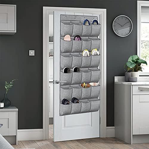 homyfort Over the Door Shoe Organizer,Hanging Shoe Rack Storage Holder with 24 Extra Large Fabric Pockets for Closet,Men Sneakers,Women High Heeled Shoes,Slippers,Grey 61.4''x22'' - Image 3