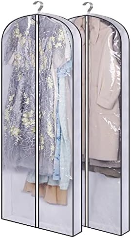 SLEEPING LAMB 60" Gusseted Garment Bags for Closet Storage Clear Dress Bag Hanging Clothes Storage for Long Gowns, Coats, Sweaters, 2 Packs by SLEEPINGLAMB