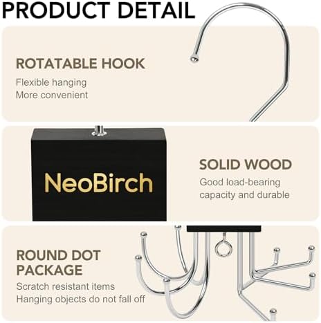 2 Pack Tie and Belt Hanger, Multi Hooks Closet Organizer Rack for caps - Image 6