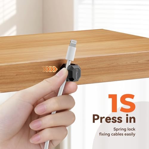 8 Pack Rotatable Cable Clips,Spring Cord Organizer Desk Cable Management Cord Holder Adhesive Phone Charger Cord Clips for Home Office Car Wall Nightstand Accessories Black - Image 5