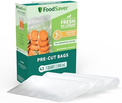 FoodSaver Quart Pre-Cut Vacuum Seal and Easy Use Storage Bags, Align to Seal and Tear to Open Vacuum Sealer Storage, Quart (43 Bags) (Pack of 4) - Image 2