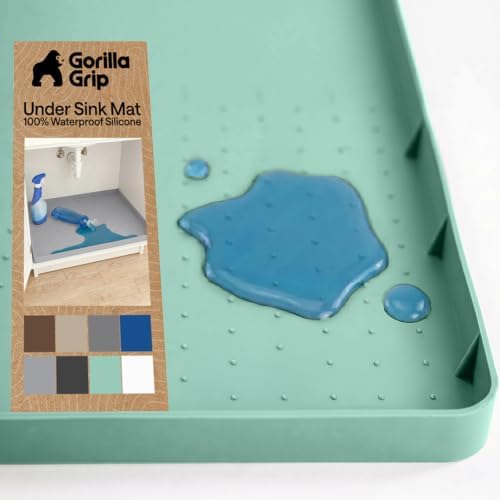 GORILLA GRIP Waterproof Silicone Under Sink Mat, Stay in Place, 34x22 Mint by GorillaGrip