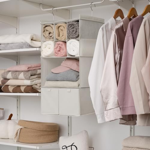 GRANNY SAYS 4-Shelf Hanging Closet Organizer with Drawer, Foldable Storage - Image 4
