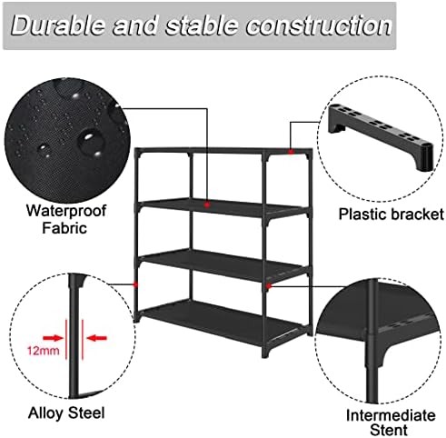 4-Tier Small Shoe Rack Space Saving Shoe Shelf Storage Organizer for Entryway Hallway Closet Bathroom Garage,Stackable Shoe Stand(Black) - Image 5