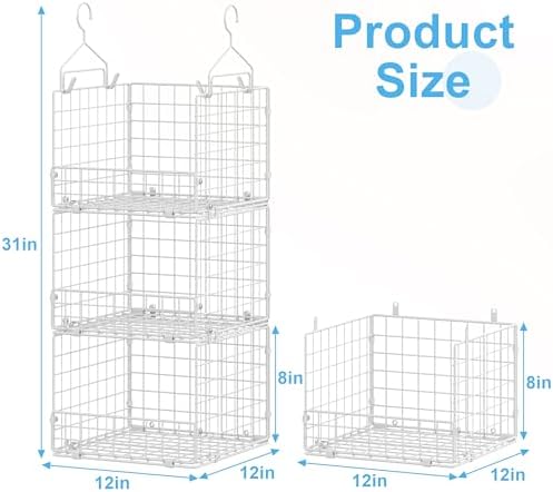 Sonyabecca 3-Tier Hanging Closet Organizer with 5 S Hooks, Closet Shelves for Clothes, Shoes, Handbags, Accessories, Hanging Basket, Closet Storage, Closet System, Closet Organizers and Storage - Image 3