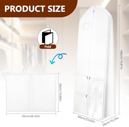 Wedding Dress Cover, White, 70'' Long for Travel - Image 2