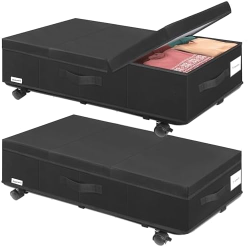 Supowin Under Bed Storage with Wheels, 2Pack Rolling Underbed Storage by Supowin