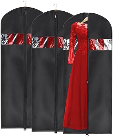 Univivi Garment Bag Suit Bags for Closet Storage, Black, 60 Inch, Set of 3 by Univivi