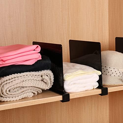 Sooyee 6 Pack Black Acrylic Shelf Dividers,Closet Shelves Closet Organizers and Storage in Bedroom, Kitchen, Office Shelves,Closet Dividers - Image 3
