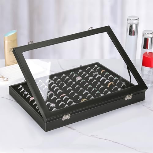 KUKUVR 100 Slots Ring Organizer Box for Jewelry Display (Black) - Image 7