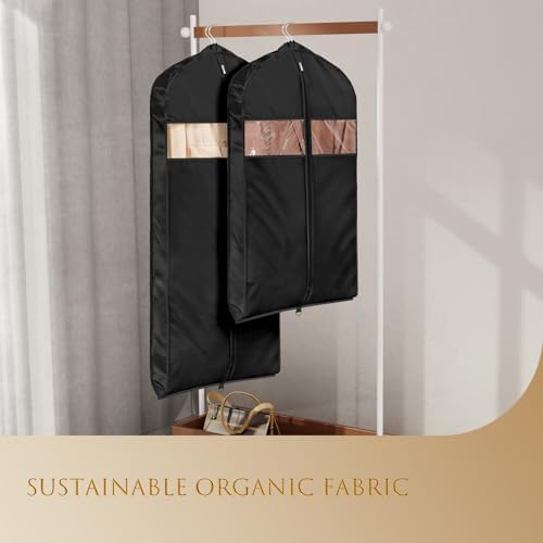Univivi Satin Garment Bags for Hanging Clothes, Black, 43 Inch, 2 Pack - Image 4