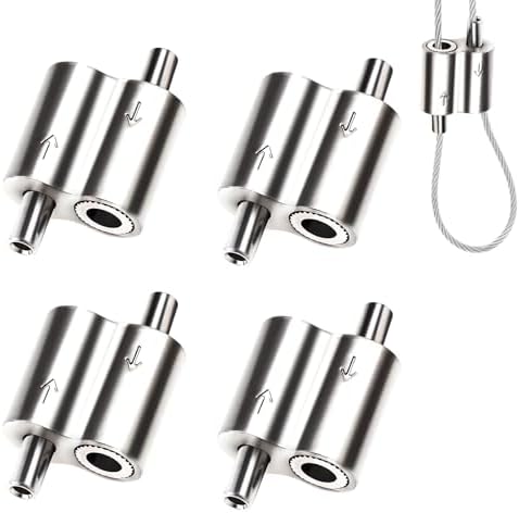 1/16 Inch Cable Clamps, 1/16" M3 304 Stainless Steel Wire Rope Cable Clip Clamp, Two Way Wire Rope Clips for 1/16 Inch (1.5mm-2.0mm) Wire Rope for Holiday Decorations for Outdoors/Indoors - 4 PCS by GoalMad