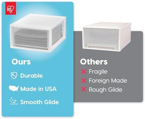 IRIS USA 2-Pack 30 Qt. Stacking Drawer Organizer with Sliding Drawer, White - Image 4