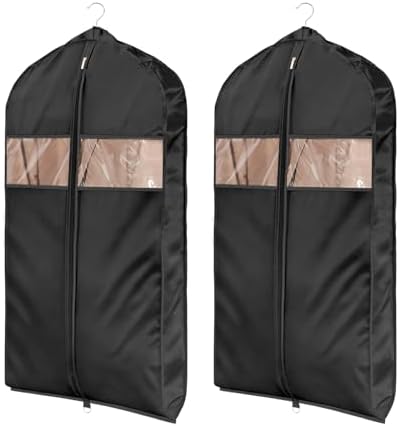Univivi Satin Garment Bags for Hanging Clothes, Black, 43 Inch, 2 Pack by Univivi