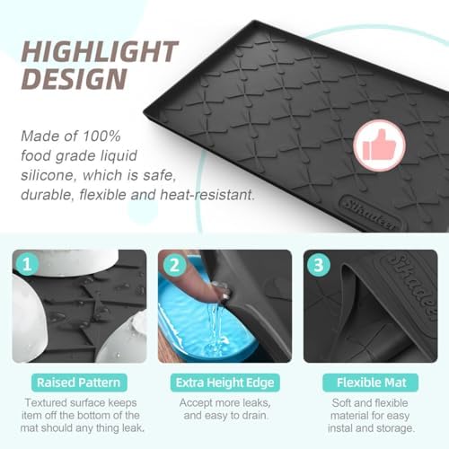 SIKADEER Waterproof Under Sink Mat Silicone 28"x19", Kitchen Cabinet Liner - Image 4