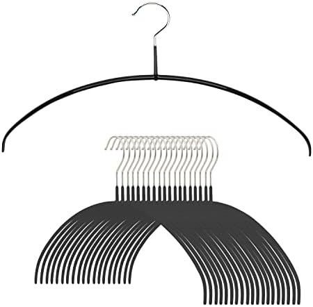 Mawa by Reston Lloyd, Euro Ultra-Thin Series, Non-Slip Space Saving Clothes Hanger, Style 40/PT for T-Shirts, Blouse, & Sun Dresses, Set of 20, Black by Mawa