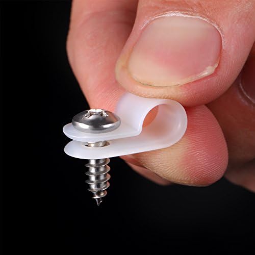 Hicarer 50 Pack R Type Cable Clip Wire Clamp with Screws, 1/4 Inch, White - Image 6