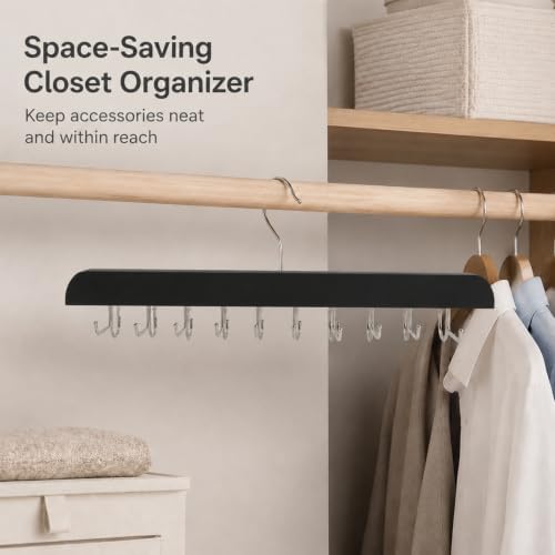 2 Pack Tie and Belt Hanger Rack, 2‑in‑1 Tie and Belt Hanger, Black - Image 6