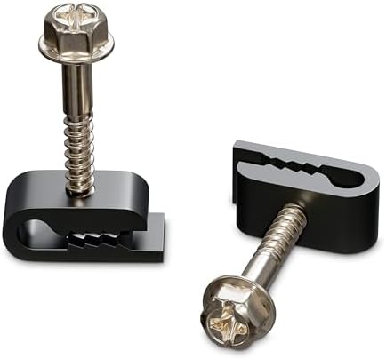 THE CIMPLE CO Mini Screw-in Cable Clips and Fasteners - Indoor/Outdoor Single Screw Clips - 3mm Wire Clamps for Fiber Optic Cables and Thermostat, Ground Wires - 3 mm (1/10 Inch), Black, 10 PCS by THECIMPLECO