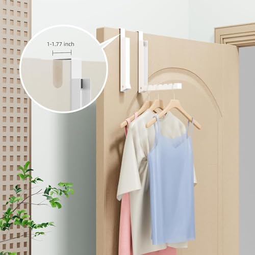 2-Pack Over The Door Hanger Foldable Clothes Drying Rack, Collapsible Hanging Coat Rack for Laundry Room & Bedroom, Space-Saving Compact Foldable Portable Clothing Hanger Hook, White - Image 3