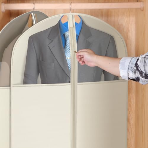 Univivi Garment Bag Suit Bag for Closet Storage, Beige, 40 Inch, Set of 6 - Image 2