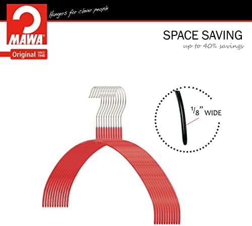 Mawa by Reston Lloyd, Euro Ultra-Thin Series, Non-Slip Space Saving Clothes Hanger, Style 40/PT for T-Shirts, Blouse, & Sun Dresses, Set of 4, Red - Image 6