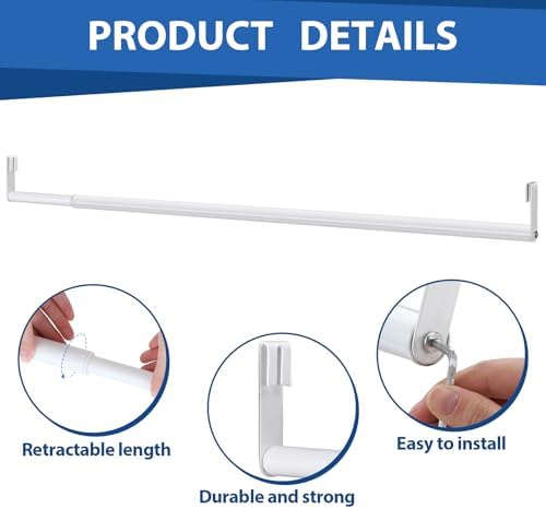 Threehoney Expandable Closet hanger Rod for Wire Shelf, 36-60 Inch, White - Image 3