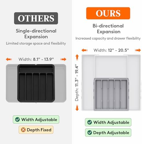 Lifewit Expandable Silverware Drawer Organizer, Utensil Tray for Kitchen - Image 5