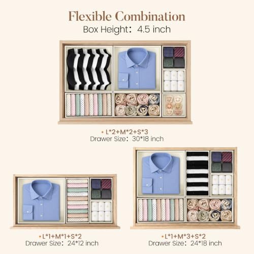 Drawer Organizer Storage for Clothes, Socks, 10 Pack, Black - Image 7