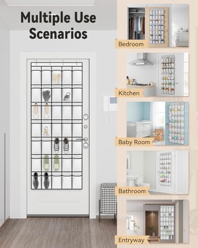 dodowin Over Door Shoe Organizers, 2 Pack, 35 Pockets Each, White - Image 2