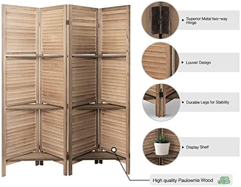 4 Panel Room Divider with Shelves - Image 5