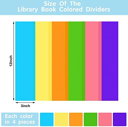 Epakh 24 Packs Colored Dividers for Book Shelves with Label Stickers, Flexible Bookshelf Markers for Organizing Home Library, 3 x 12 Inch - Image 2