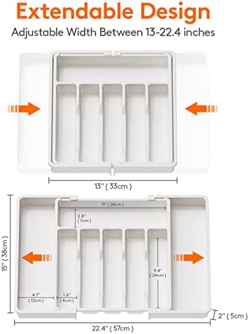 Lifewit Extra Large Silverware Drawer Organizer, Expandable Utensil Tray - Image 3