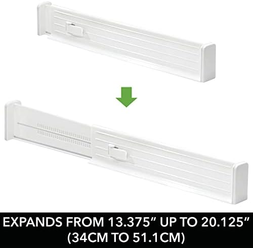 mDesign Expandable Dresser Drawer Divider with Foam Ends, Drawer Divider Locks in Place, Separators for Clothing and Accessories in Closet or Dresser Drawer, Ligne Collection, 4 Pack, White - Image 5