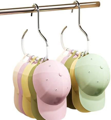 4 Pack Hat Hangers for Closet, Premium Hat Organizer for Baseball Caps, White Baseball Hanger Holder for Closet, Metal Hats Hook Rack Storage Organizer for Cap Head Scarf Belt Tie (4 White) by YEMCHI