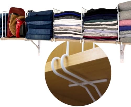 Evelots Wood Shelf Dividers, 12-Inch Tall Steel Closet Organizer 8-Pack Set by Evelots